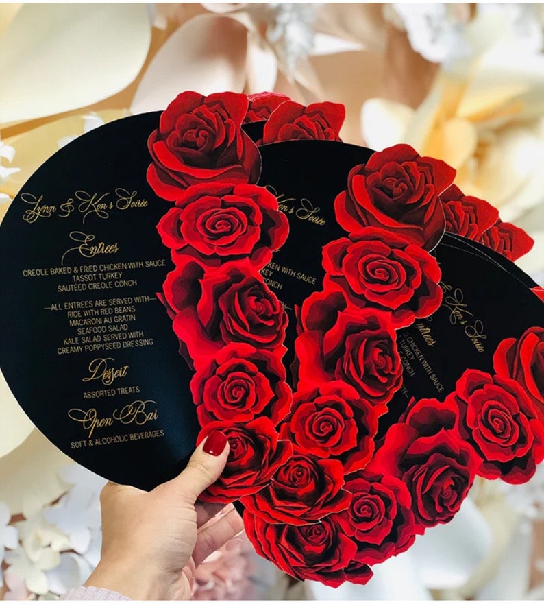 Two Red Roses For Menu Red Roses Menu - Etsy