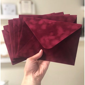 Burgundy Velvet Envelopes/ Maroon Suede Envelopes/ Custom Envelopes