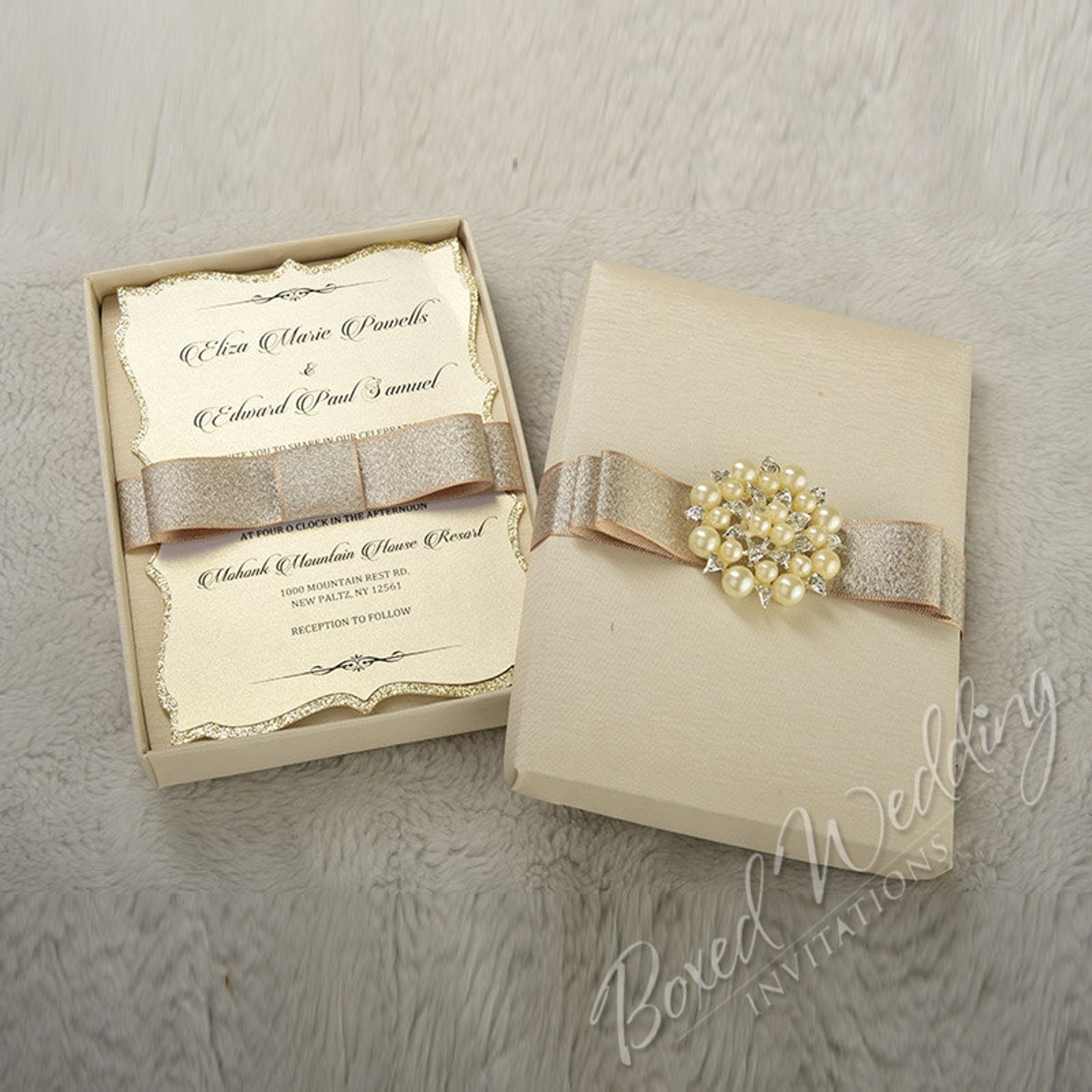 Elegant Boxed Wedding Invitation | Etsy