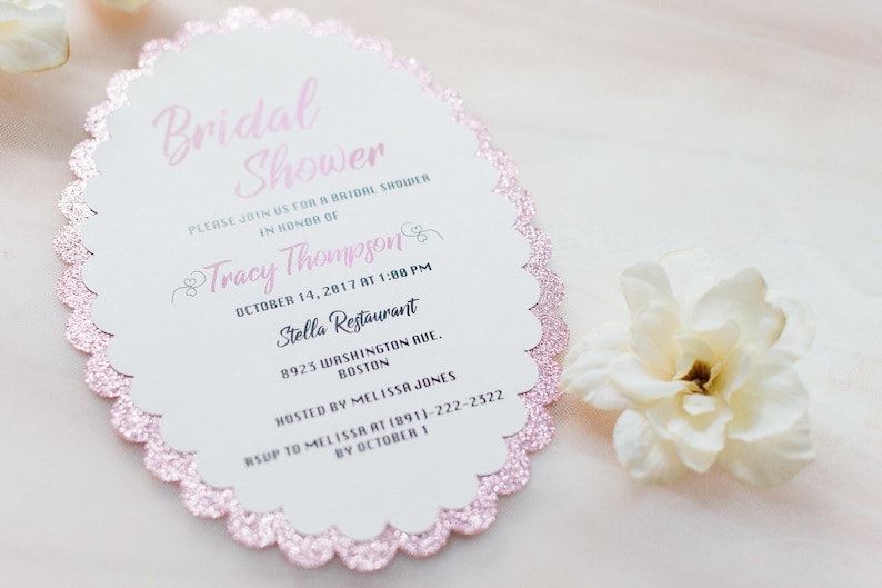 Bridal Shower Invitation/scalloped Edge Invitation/ Pink - Etsy