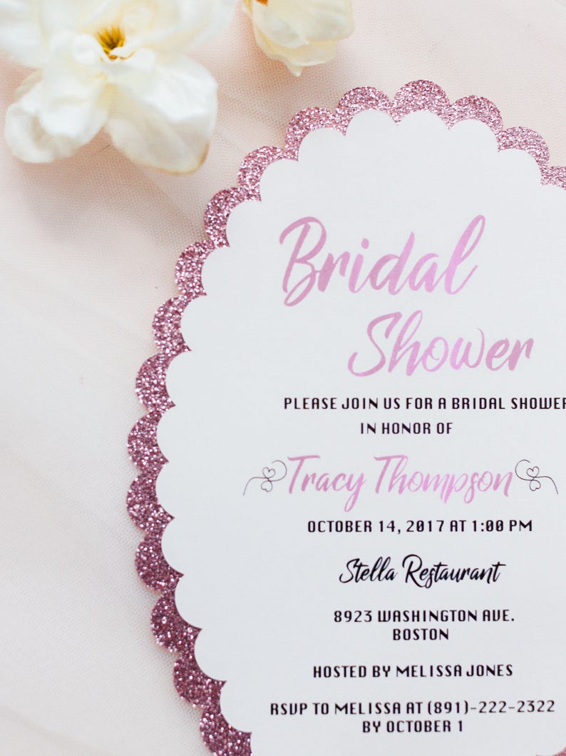 Bridal Shower Invitation/scalloped Edge Invitation/ Pink - Etsy