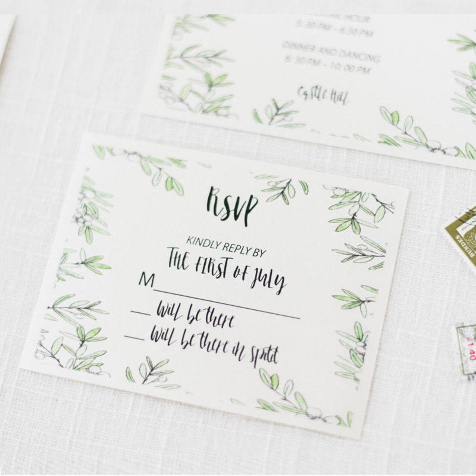 Greenery Invitation Card/greenery Reception Card/leaf Etsy