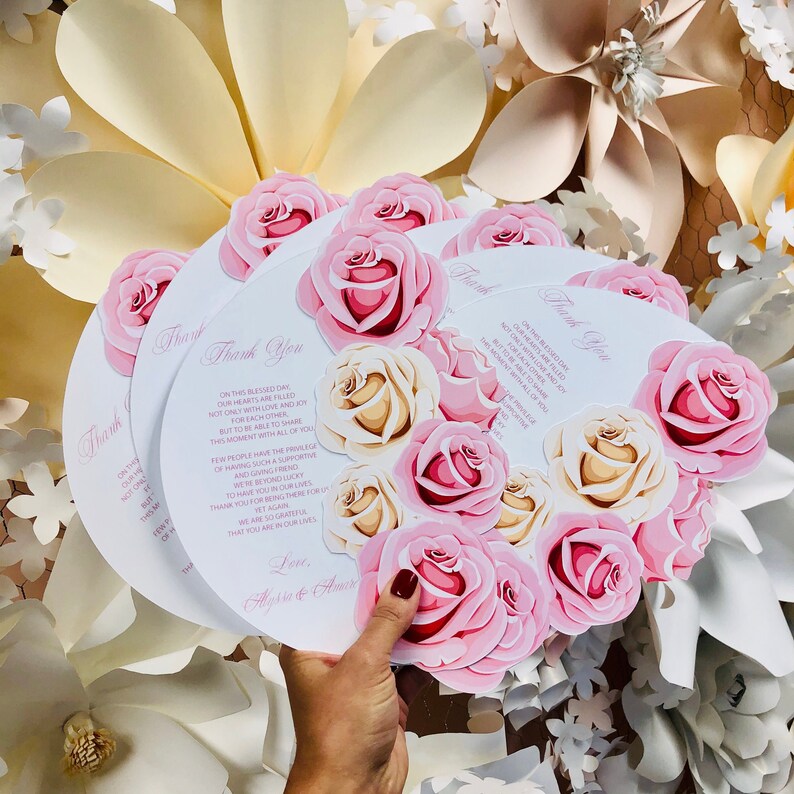 Multicolor Pink Roses shops Menu / Thank You Card Menu