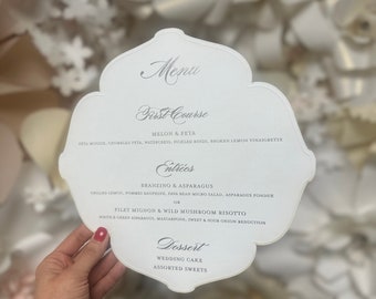 Oversized White Gold Menu / Elegant Menu