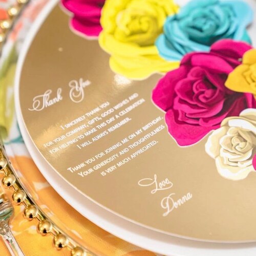 Multicolor Pink Roses shops Menu / Thank You Card Menu