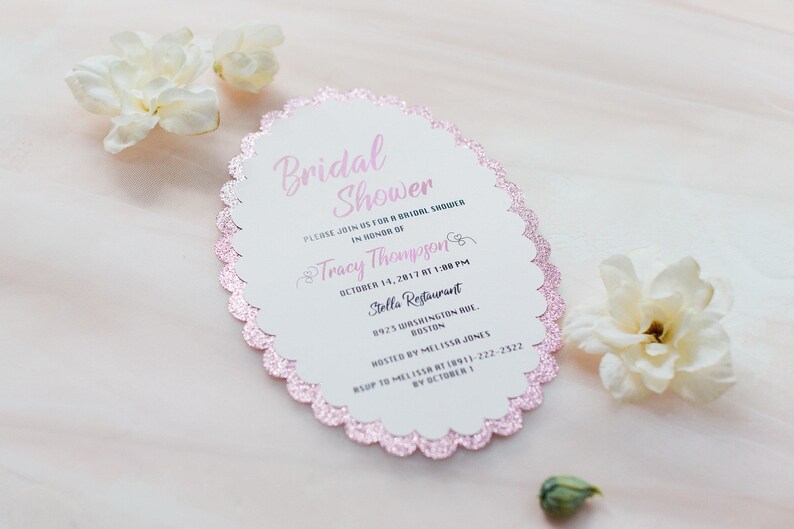 Bridal Shower Invitation/scalloped Edge Invitation/ Pink - Etsy