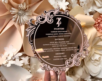 Rose Gold Mirror Acrylic Wedding Menu