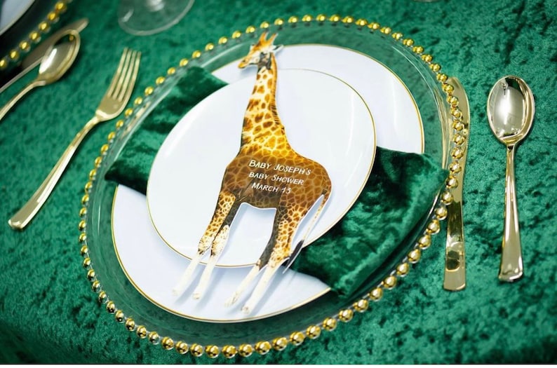 Giraffe Menu/ Die Cut Cardstock Giraffe Menu/ Giraffe Birthday Party/ Giraffe Baby Shower/