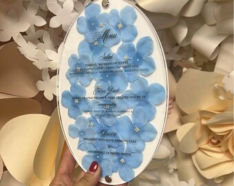 3D Hydrangea Acrylic Menu / Customizable