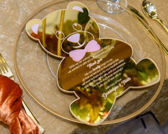 Acrylic Teddy Bear / Gold Mirror Acrylic / We can Bearly wait