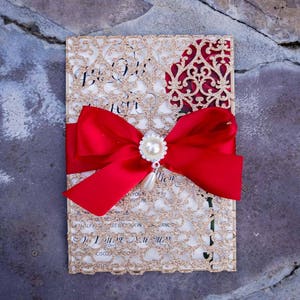 Beauty and the Beast invitation/Be our Guest Invitations/Gold laser cut invitation card/Quinceanera invitation /Wedding invitation/Sweet 16