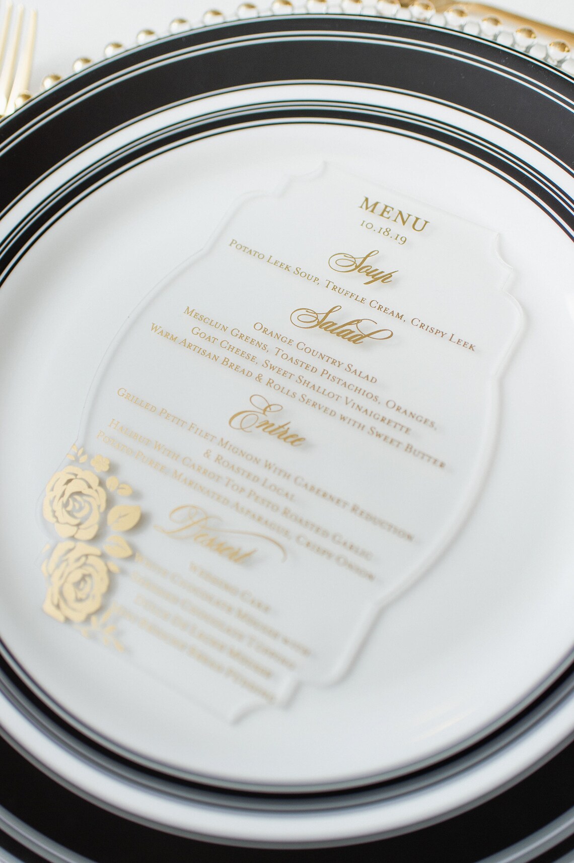 Acrylic Menu/ Clear Acrylic Menu/ Gold Foil Menu Etsy