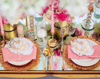 Flower Wedding Menu in Gold Foil | Fan Style Bridal Shower Menu | Luxury Event Decor
