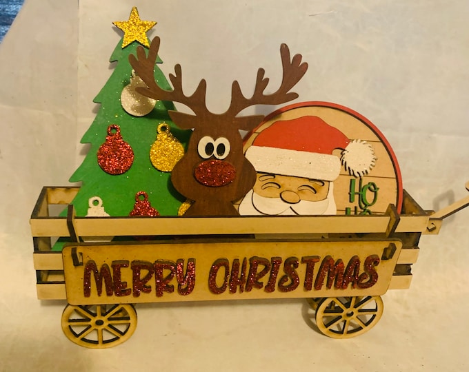 Interchangeable Wood Wagon Shelf Decoration Christmas