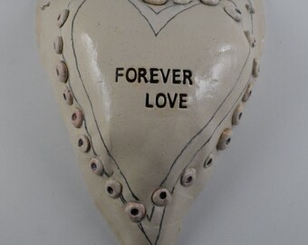 Handmade Ceramic Heart Wall Decor - "Forever Love"