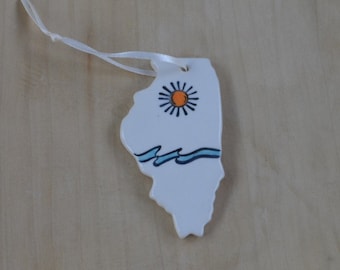 Sunny in Chicago, sunny in Illinois - Porcelain ornament from Merging Story Pottery