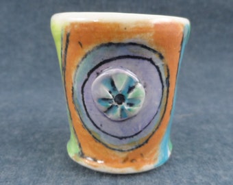 Handmade Artistic Ceramic Shot Glass – Colorful Festive Barware