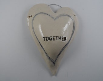 Together - Puffy ceramic heart wall art from Merging Story Pottery. Price includes shipping