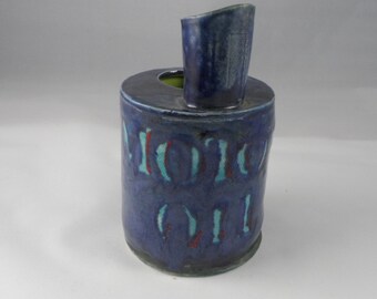 Handmade Ceramic "Motor Oil" Bottle, Merging Story Pottery