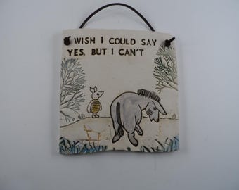 Handmade Eeyore and Piglet Ceramic Plaque, Winnie the Pooh Decor