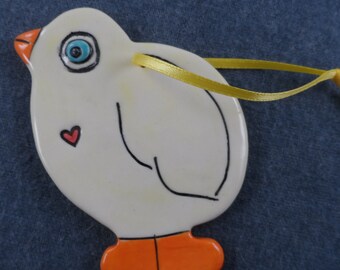 Baby Chick Ceramic Ornament – Easter or Christmas Decoration