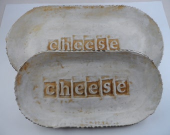 Personalized Ceramic Platter Set – Handmade Organic Pottery, Custom Food Name
