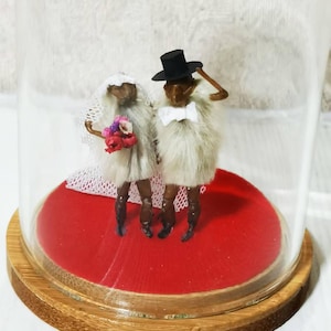 Chinese Hairy Monkey Wedding Figurine | Adorable Bride and Groom Folk Art Sculpture