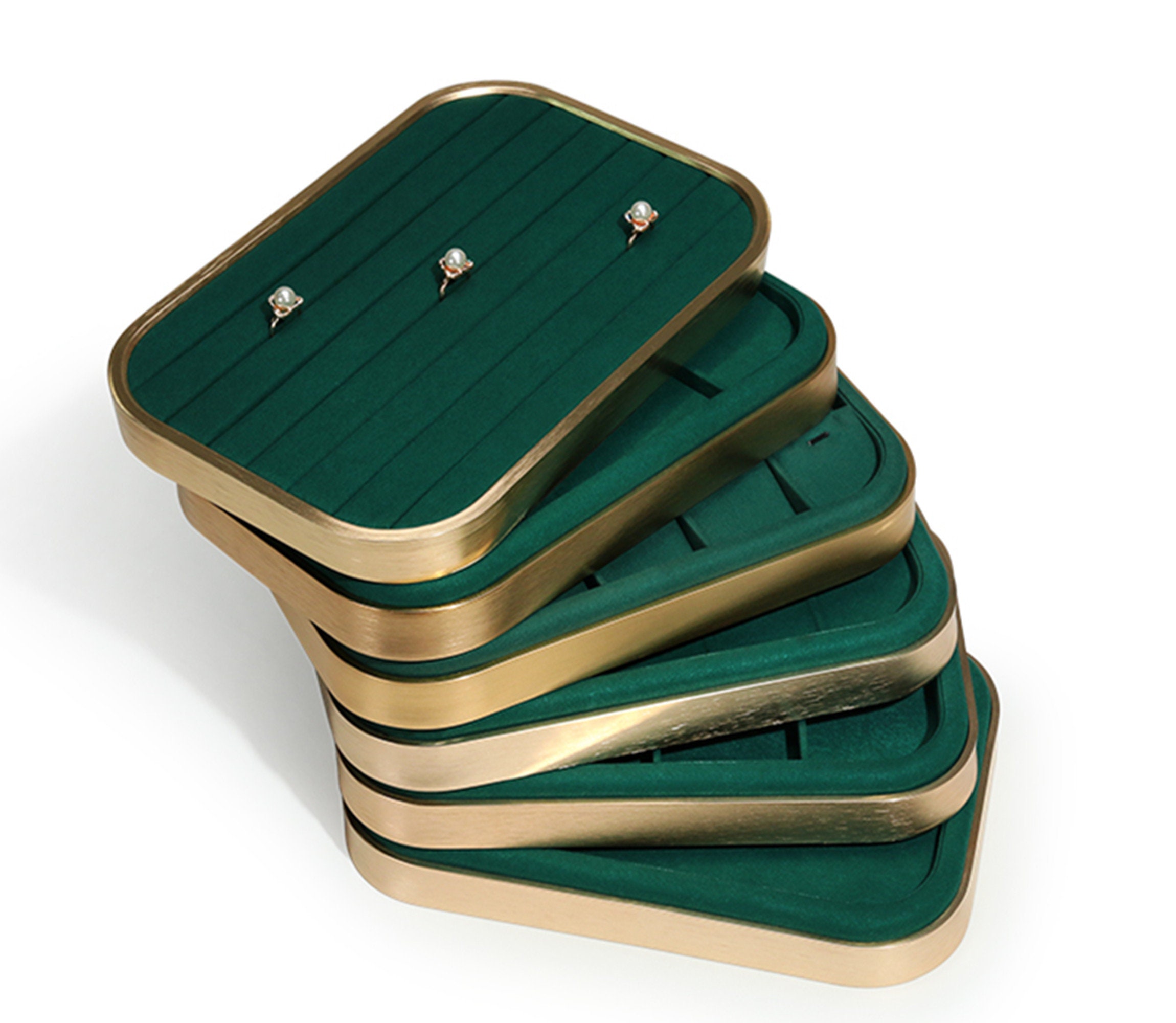 Velvet Pendant Holder Trays, Necklace Display Trays, Green