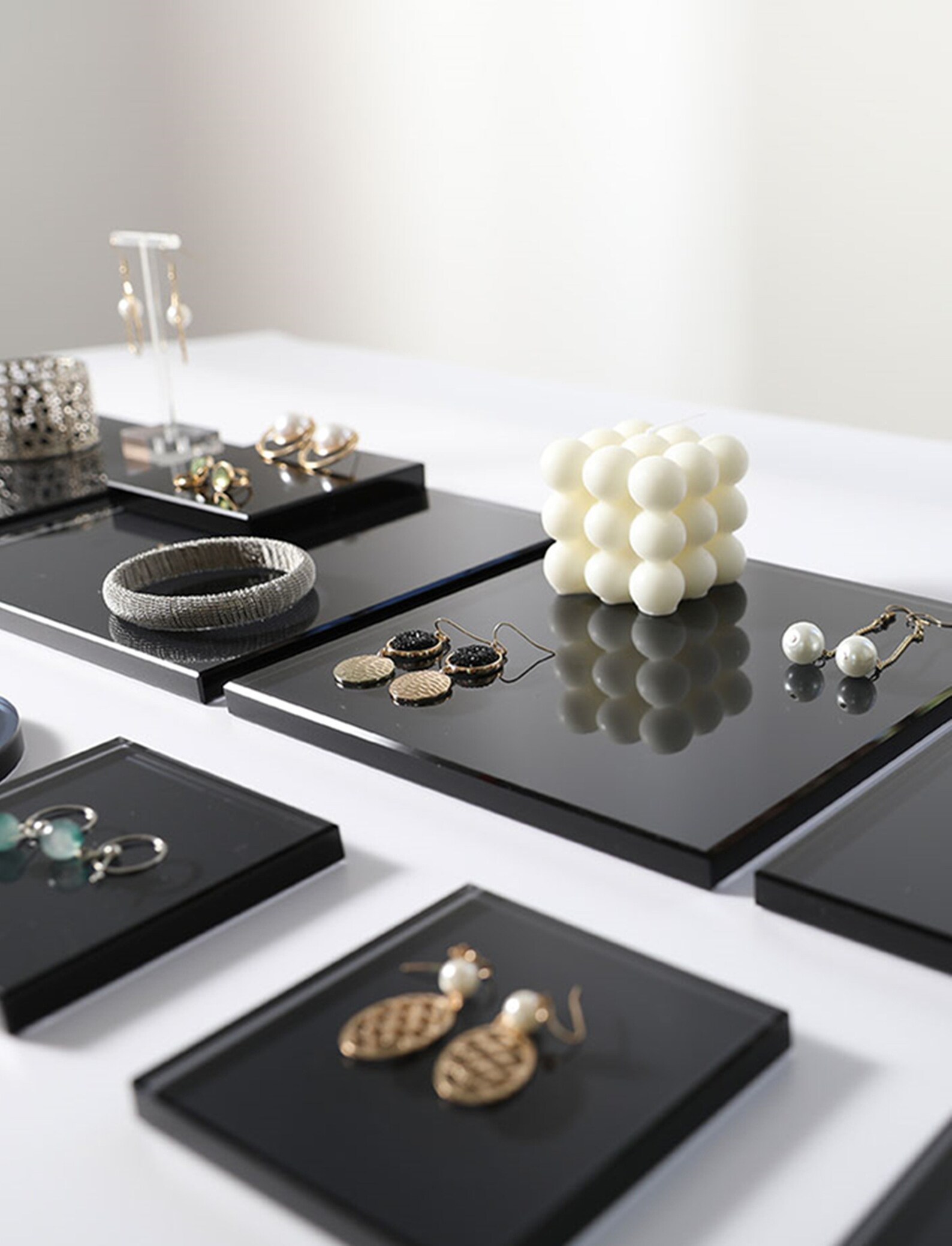 Black Glass Jewelry Display Black Jewelry Organizer Stand Etsy