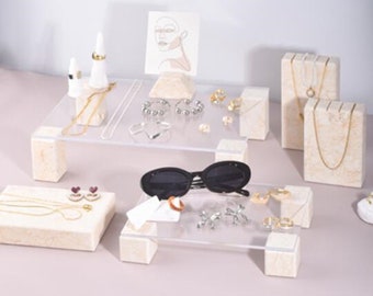 Stone jewelry display, acrylic jewelry display, accessories display, jewelry store design  DS1885