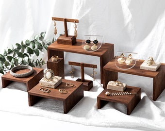 Walnut wood jewelry display,  jewelry photography tool, jewelry display for market booths,ladder jewelry display stand  DS1488