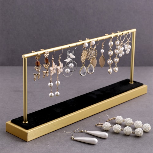 Black Earring Stand Gold Earring Display Earring Holder Etsy