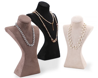 Necklace Bust, Necklace Holder, Mannequin Display, Jewelry Display, Velvet Model Stand   DS1564
