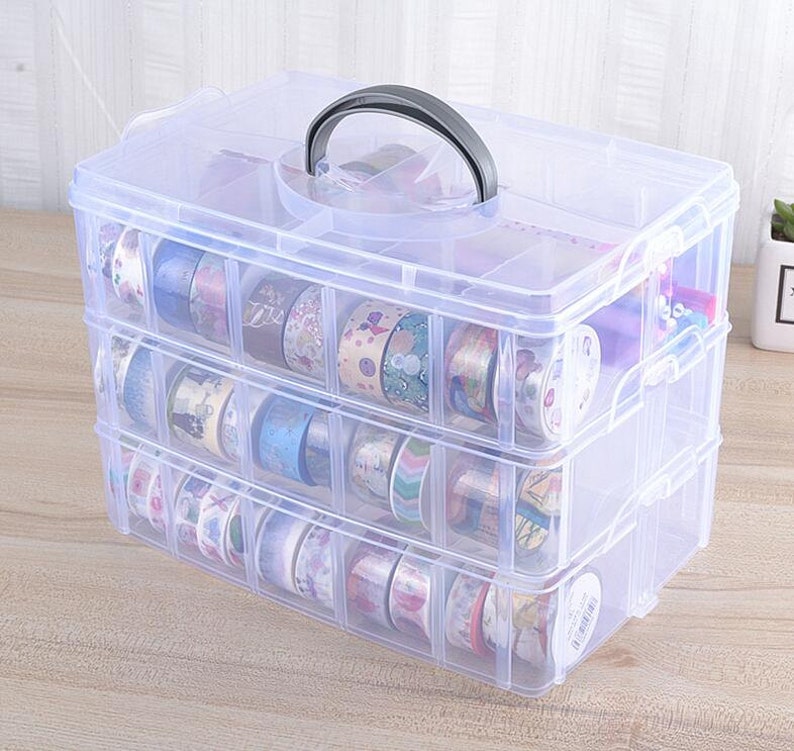 Washi Tape Storage Case Masking Organizer Holder Plastic Box Cosmetic Tz2564