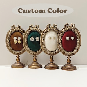 Cadre de présentation de bijoux en velours de couleur personnalisée, présentoir pour boucles d'oreilles, porte-boucles d'oreilles, présentoir à bijoux vert/marron DS2144