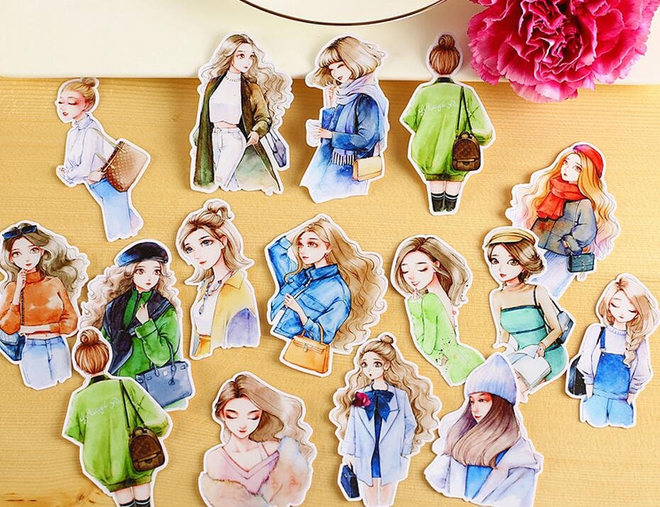 Beautiful Girl Stickers / Cute Stickers / Kawaii Stickers / Etsy