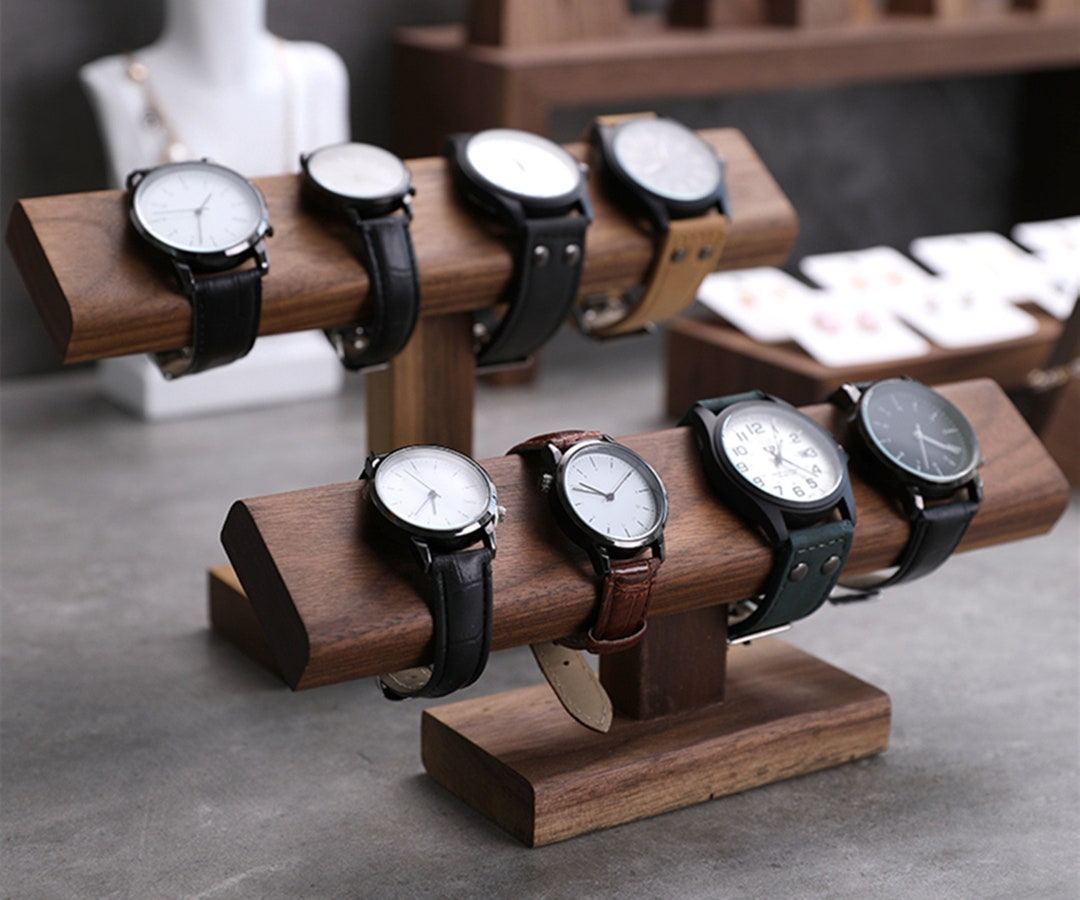 Walnut Wood Display, T-BAR Watch/bracelet Display, Jewelry