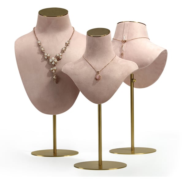 Buste de collier, porte-collier, présentoir de Mannequin, présentoir de bijoux, support modèle de collier rose DS1952