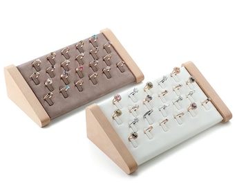 Wood ring display, ring organizer stand, ring stand holder,ring tray,white ring display    DS1117