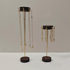 ウォールナットネックレスディスプレイ、ネックレスホルダー、ネックレスオーガナイザースタンド、ブレスレットディスプレイ DS2406