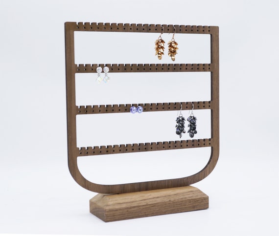 Walnut Wood Earring Display, Earring Holder, Wood Earring Display, Wooden  Jewelry Organizer Stand DS1123 