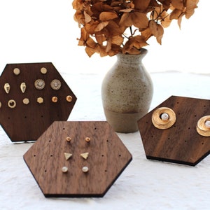 Set of 2 Walnut earring display,  earrings organizer stand, earring holder  DS1399
