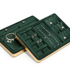 Velvet Pendant Holder Trays, Necklace Display Trays, Green Jewelry Display，Velvet Jewelry Display   DS1635