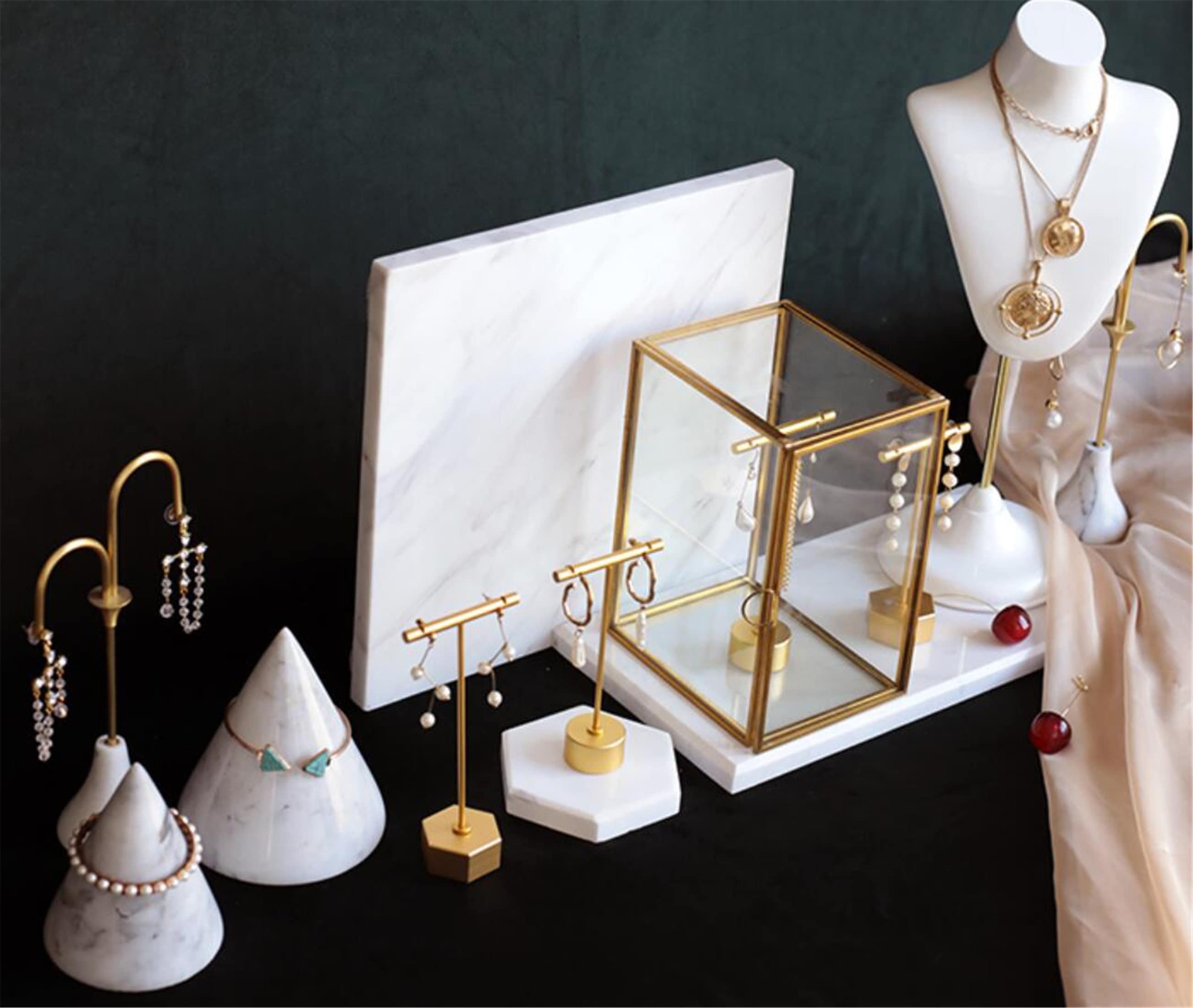 White marble jewelry display white jewelry organizer stand Etsy