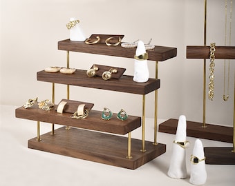 Walnut jewelry display, jewelry display for market booths,ladder jewelry display stand  DS1759