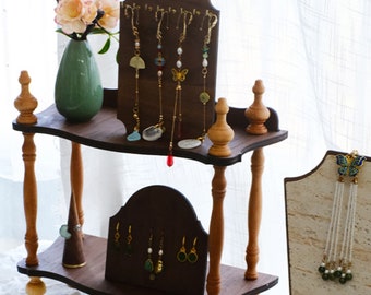 Scaffale da tavolo in legno, scaffale di stoccaggio multistrato, espositore per gioielli per stand del mercato DS2117