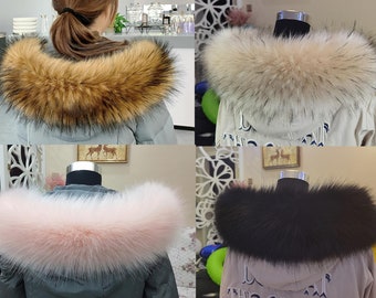 Faux fur capuchon, bruine faux fur kraag, afneembare faux fur kraag, DIY voor faux fur capuchon, faux fur kraag TZ3448