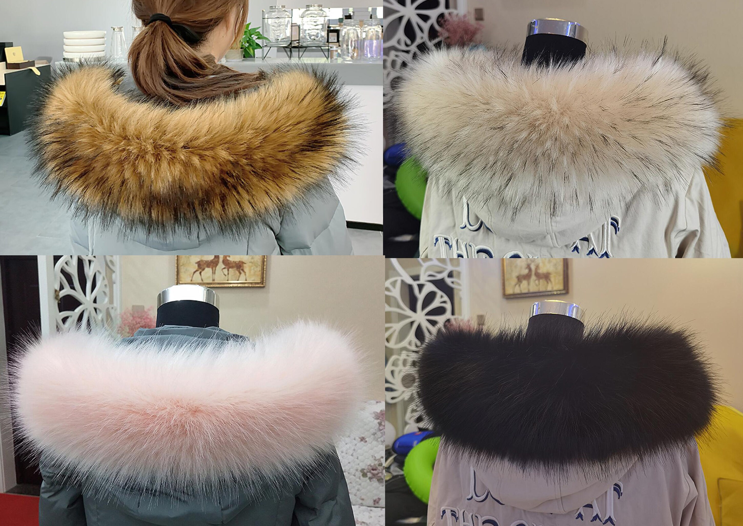 Faux Fur Trim for Hood Replacement Detachable Fur Hood Trim of Winter Coat  Unisex(Black) price in UAE,  UAE