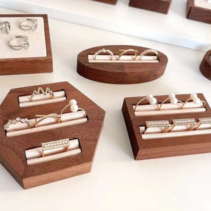 Walnut ring display,  jewelry organizer stand, ring stand holder  DS1397