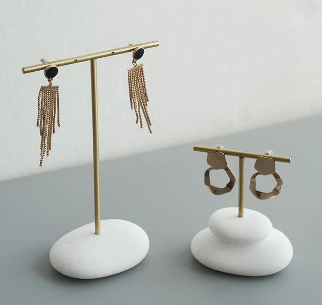 White Gypsum Earring Display Set, White Jewelry Organizer Stand